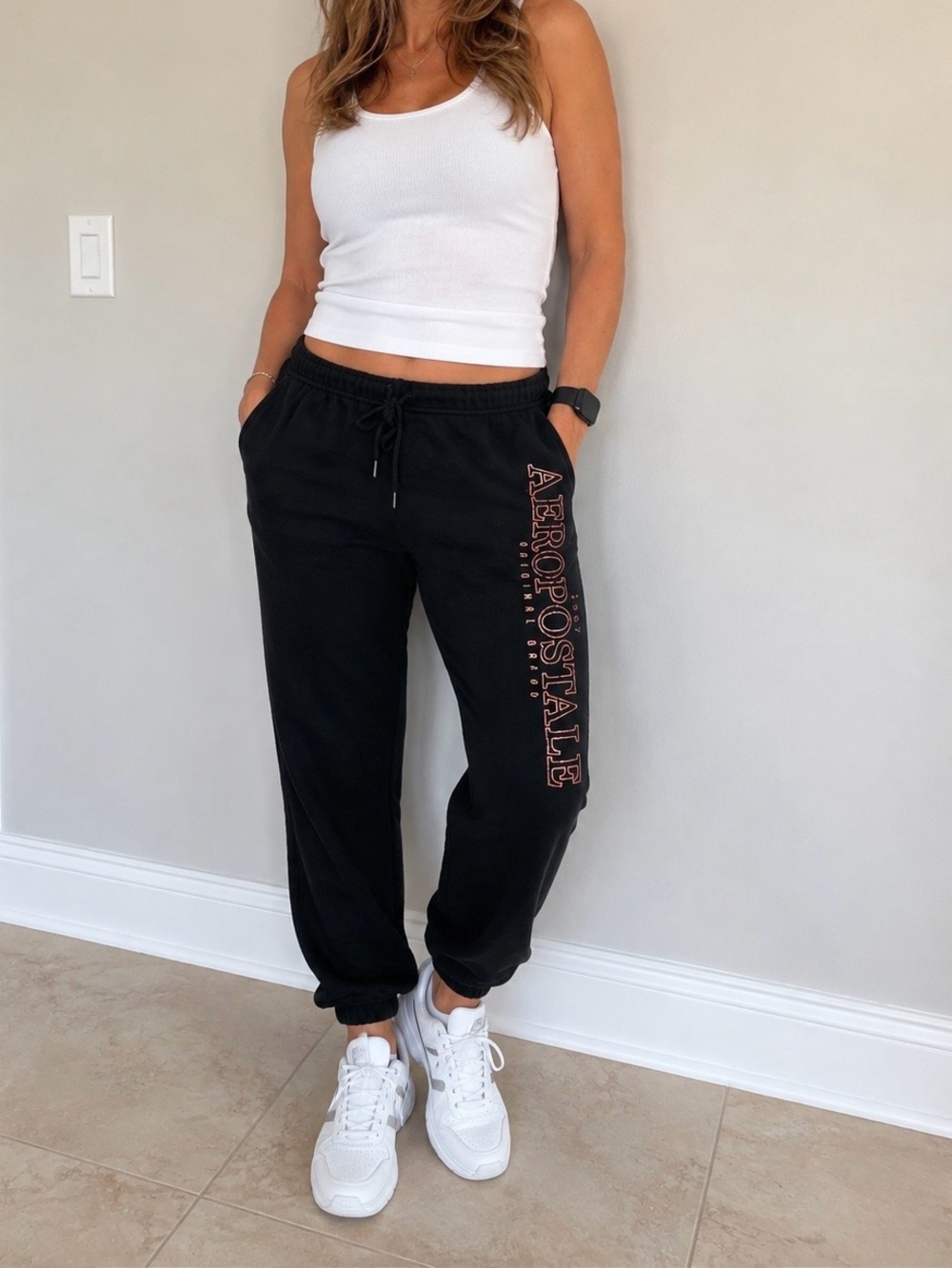 Aeropostale Black Jogger Sweatpants with Side Logo